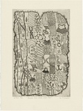 Artist: b'Darroch, Lee J.' | Title: b'Possum skin cloak, circa 2000' | Date: 2000, June | Technique: b'etching, printed in black ink, from one plate' | Copyright: b'\xc2\xa9 Lee Darroch, artist'