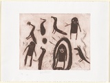 Artist: McLean, Mary Pantjiti. | Title: Minya - Illykakarra, Bower Bird Woman | Date: 2001 | Technique: etching, printed in brown ink, from one plate