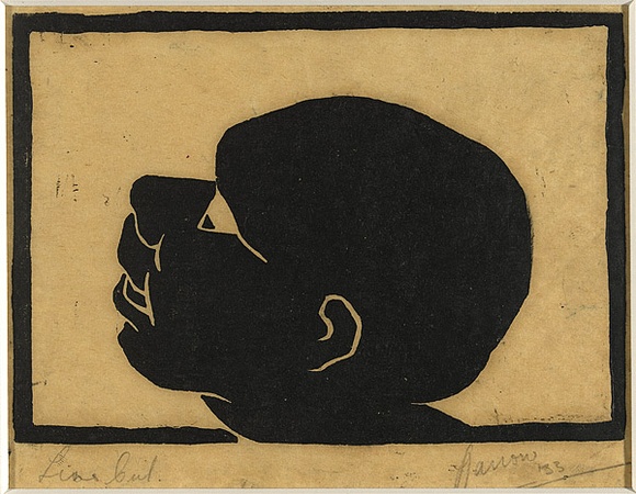 Title: b'not titled [head]' | Date: 1933 | Technique: b'linocut, printed in black ink, from one block'