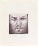 Artist: EWINS, Rod | Title: not titled [self-portrait]. | Date: 1975 | Technique: crayon-lithograph, printed in black ink, from one stone