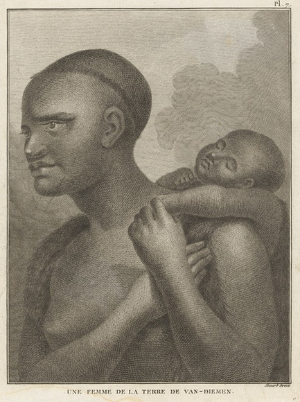 Title: Une femme de la terre de Van- Demen | Date: 1829 | Technique: etching and engraving, printed in black ink, from one plate