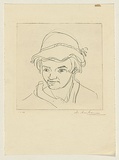 Title: (Head of a girl) | Date: 1950s | Technique: etching, printed in black ink, from one plate