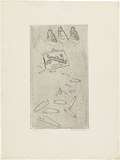 Artist: b'WALKER, Murray' | Title: b'Mary Anne, cosmetiques and pins.' | Date: 1972 | Technique: b'softground-etching, printed in black ink, from one plate'