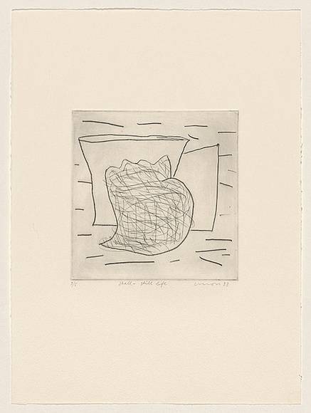 Title: b'Shell - still life' | Date: 1983 | Technique: b'drypoint, printed in black ink, from one perspex plate'