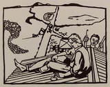 Artist: Carrington, Berenice. | Title: On the water tower | Date: 1991 | Technique: linocut, printed in black ink, from one block
