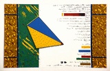 Artist: Chan, Leong. | Title: Postcard: (Blue and yellow triangular form). | Date: 1984 | Technique: screenprint, printed in colour, from multiple stencils