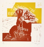 Artist: b'COLEING, Tony' | Title: b'Treated.' | Date: 1979 | Technique: b'linocut, printed in colour, from two blocks'