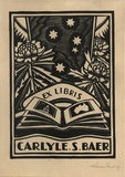 Artist: FEINT, Adrian | Title: Bookplate: Carlyle S Baer. | Date: (1929) | Technique: woood-engraving, printed in black ink, from one block | Copyright: Courtesy the Estate of Adrian Feint