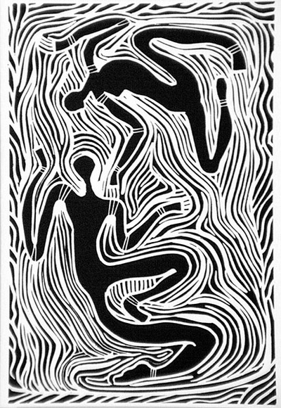 Artist: b'Meeks, Arone Raymond.' | Title: b'Water spirits' | Date: 1988 | Technique: b'offset-lithogrph, printed in black ink, from one plate; from linocut original'