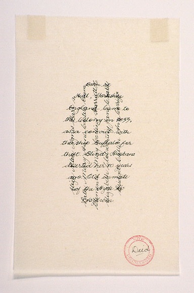 Artist: b'Brennan, Anne.' | Title: b'Lives.' | Date: 1996 | Technique: b'pen and ink with rubber stamp printed in red'