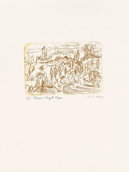 Artist: MEYER, Bill | Title: Beyond Beyit Vegan | Date: 1992 | Technique: etching, printed in brown ink, from one plate | Copyright: © Bill Meyer