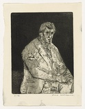 Artist: b'WILLIAMS, Fred' | Title: b'Merchant seaman. Number 3' | Date: 1955-56 | Technique: b'etching, aquatint, engraving, rough biting, printed in black ink, from one copper plate' | Copyright: b'\xc2\xa9 Fred Williams Estate'
