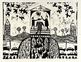 Artist: b'Allen, Joyce.' | Title: b'Dream.' | Date: 1969 | Technique: b'linocut, printed in black ink, from one block'