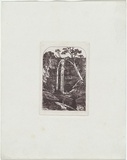 Artist: TERRY, F.C. | Title: (A waterfall). | Date: c.1860 | Technique: etching, printed in purple/black ink, from one plate
