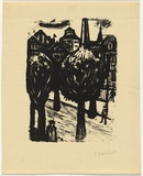 Artist: SELLBACH, Udo | Title: Trees in a street | Date: 1950 | Technique: lithograph, printed in black ink, from one stone