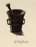 Artist: b'OGILVIE, Helen' | Title: b'not titled [Mortar and Pestle]' | Date: (1947) | Technique: b'wood-engraving, printed in black ink, from one block'