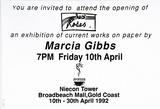 Artist: Gibbs, Marcia. | Title: Invitation to Marcia Gibbs exhibition [verso] | Date: 1990