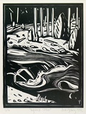 Artist: Young, Jock. | Title: Highland stream | Date: 1992 | Technique: linocut, printed in black ink, from one block
