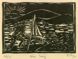 Artist: b'Nguyen, Tuyet Bach.' | Title: b'Gau song [Irrigation]' | Date: 1990 | Technique: b'linocut, printed in black ink, from one block'
