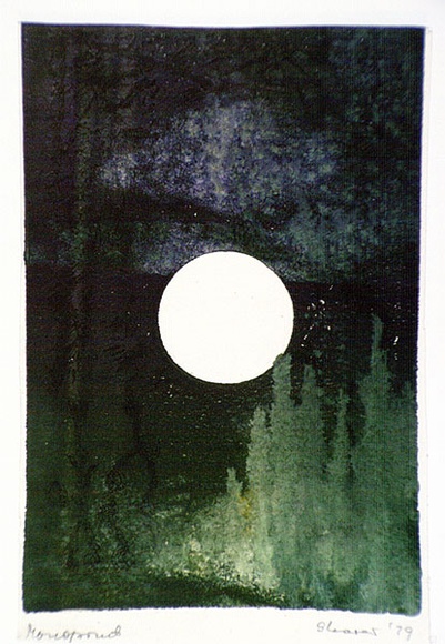 Artist: b'SHEARER, Mitzi' | Title: b'not titled' | Date: 1979 | Technique: b'etching, 2nd cut printed as monotype in colour, from one  plate'