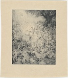Artist: LINDSAY, Norman | Title: The Duke in Arcady | Date: 1925 | Technique: etching and stipple, printed in   blue-black ink, from one copper plate