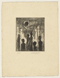 Artist: Lempriere, Helen | Title: Ceremony to the sun | Date: c.1955 | Technique: drypoint, printed in black ink, from one plate