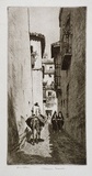 Artist: b'LINDSAY, Lionel' | Title: b'Albaicin, Granada' | Date: 1945 | Technique: b'etching, printed in black ink with plate-tone, from one plate' | Copyright: b'Courtesy of the National Library of Australia'