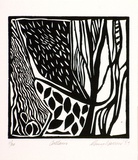 Artist: b'Warren, Guy.' | Title: b'Curtain.' | Date: 1987 | Technique: b'linocut, printed in black ink, from one block'