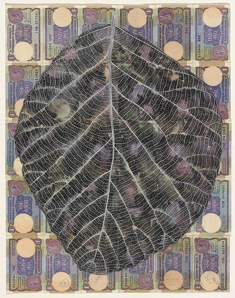 Artist: b'HALL, Fiona' | Title: b'Tectona grandis - Teak (Indian currency)' | Date: 2000 - 2002 | Technique: b'gouache' | Copyright: b'\xc2\xa9 Fiona Hall'