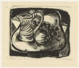 Artist: SELLBACH, Udo | Title: (Still life with jug and fruit) | Date: 1951 | Technique: lithograph, printed in black ink, from one stone [or plate]