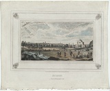 Artist: b'Carmichael, John.' | Title: b'Sydney from the Parramatta Road.' | Date: 1829 | Technique: b'engraving, printed in black ink, from one copper plate; hand-coloured at a later date'