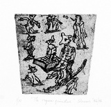 Artist: b'SHEARER, Mitzi' | Title: b'The organ grinder' | Date: 1986 | Technique: b'etching, printed in black, with plate-tone, from one plate'