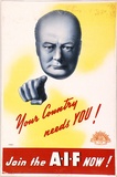 Artist: b'TERNES' | Title: b'Your country needs you, join the A.I.F. now!' | Date: c.1942 | Technique: b'photo-lithograph, printed in colour, from multiple stones [or plates]'
