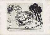 Artist: BOYD, Arthur | Title: Potter with beast and trees. | Date: 1960-70 | Technique: etching, printed in black ink, from one plate | Copyright: Reproduced with permission of Bundanon Trust