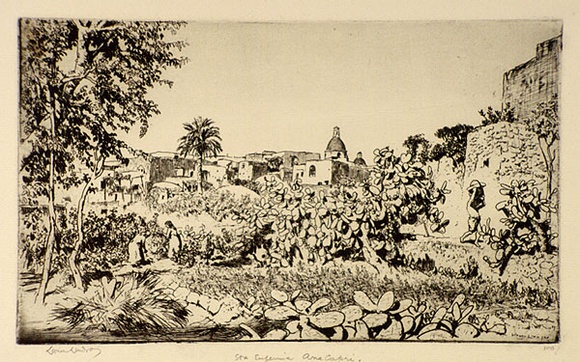 Artist: b'LINDSAY, Lionel' | Title: b'Santa Eufemia, Anacapri' | Date: 1927 | Technique: b'etching, printed in black ink with plate-tone, from one plate' | Copyright: b'Courtesy of the National Library of Australia'