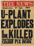 Artist: b'Thompson, Mark.' | Title: b'U-Plant Explodes (banner used in art action).' | Date: 1977-79 | Copyright: b' \xc2\xa9 Mark Thompson'