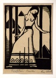Artist: b'Wood, Rex.' | Title: b'Egyptian dancer' | Date: (1934) | Technique: b'linocut, printed in brown ink, from one block'