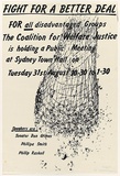 Artist: Statakis, Tony. | Title: Fight for a better deal - The Coalition for Welfare Justice. | Date: 1982, August | Technique: screenprint, printed in black ink, from one stencil | Copyright: © Tony Stathakis