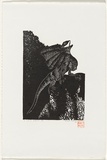 Artist: b'Thorpe, Lesbia.' | Title: b'La diva in sequins' | Date: 1993 | Technique: b'linocut, printed in black ink, from one block'