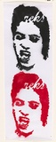 Artist: Reks. | Title: Not titled (twin screaming head). | Date: 2004 | Technique: stencil, printed in black and red ink, from one stencil