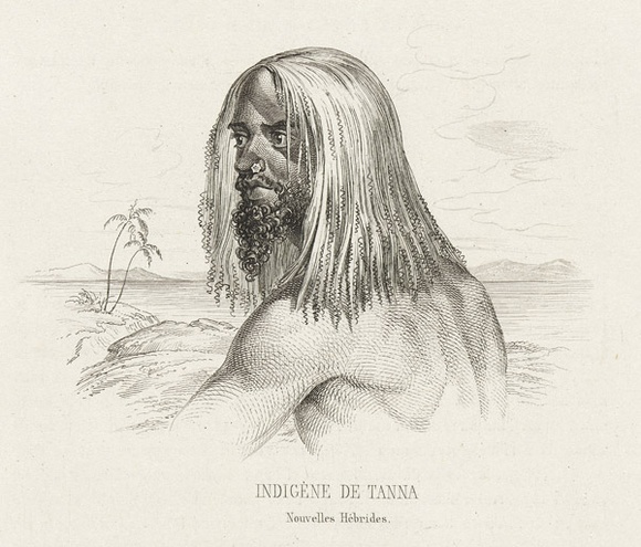 Title: b'Indig\xc3\xa9ne de Tanna, Nouvelles H\xc3\xa9brides' | Date: c.1840 | Technique: b'etching and engraving, printed in black ink, from one plate'