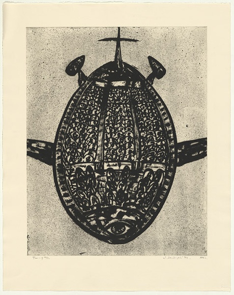 Artist: b'Senbergs, Jan.' | Title: b'Going OS' | Date: 1992 | Technique: b'etching, printed in black ink, from one plate' | Copyright: b'\xc2\xa9 Jan Senbergs'