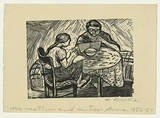 Artist: b'Groblicka, Lidia.' | Title: b'My mother and sister Ania' | Date: 1956-57 | Technique: b'woodcut, printed in black ink, from one block'