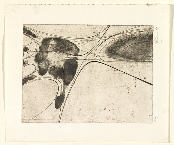 Artist: b'EWINS, Rod' | Title: b'(palm print).' | Date: 1969 | Technique: b'softground-etching and line-engraving, printed in black ink, from one copper plate'