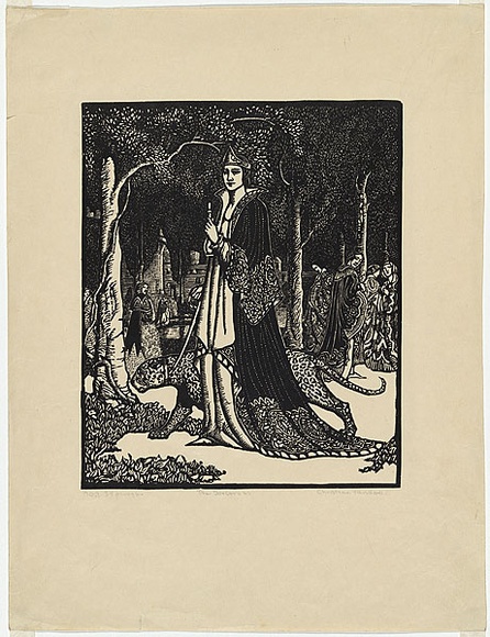 Artist: b'Waller, Christian.' | Title: b'The Sorceress.' | Date: c.1922 | Technique: b'linocut, printed in black ink, from one block'