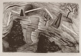 Artist: b'Adams, Mae.' | Title: b'The monoliths' | Date: 1986 | Technique: b'lithograph, printed in black ink, from one stone' | Copyright: b'\xc2\xa9 Mae Adams. Licensed by VISCOPY, Australia'