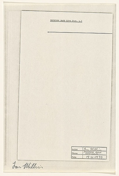 Title: b'Fourteen page line [page 1]' | Date: 1970 | Technique: b'pen and ink on typescript on offset-lithograph and xerox'