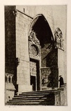 Artist: LINDSAY, Lionel | Title: A doorway, Burgos Cathedral | Date: 1926 | Technique: etching and aquatint, printed in black ink, from one plate | Copyright: Courtesy of the National Library of Australia