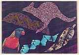 Artist: b'McDiarmid, David.' | Title: b'Postcard (Kangaroo and parrot)' | Date: 1985 | Technique: b'screenprint, printed in colour, from multiple stencils; collage' | Copyright: b'Courtesy of copyright owner, Merlene Gibson (sister)'