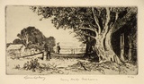 Artist: b'LINDSAY, Lionel' | Title: b'Swing bridge, Balhanna, South Australia' | Date: 1920 | Technique: b'etching, printed in black ink, from one plate' | Copyright: b'Courtesy of the National Library of Australia'